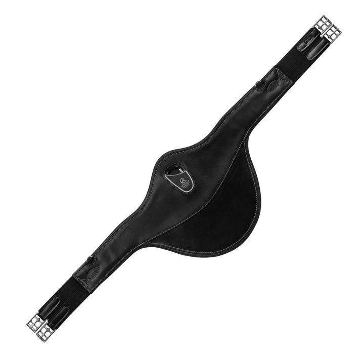 Jumping stud guard girth leather &amp; gel BLACK