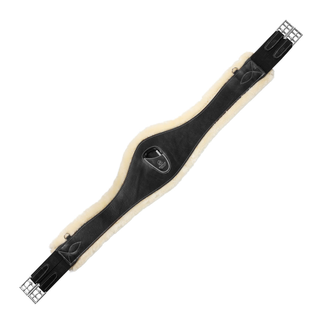 Jumping girth leather &amp; removable faux sheepskin