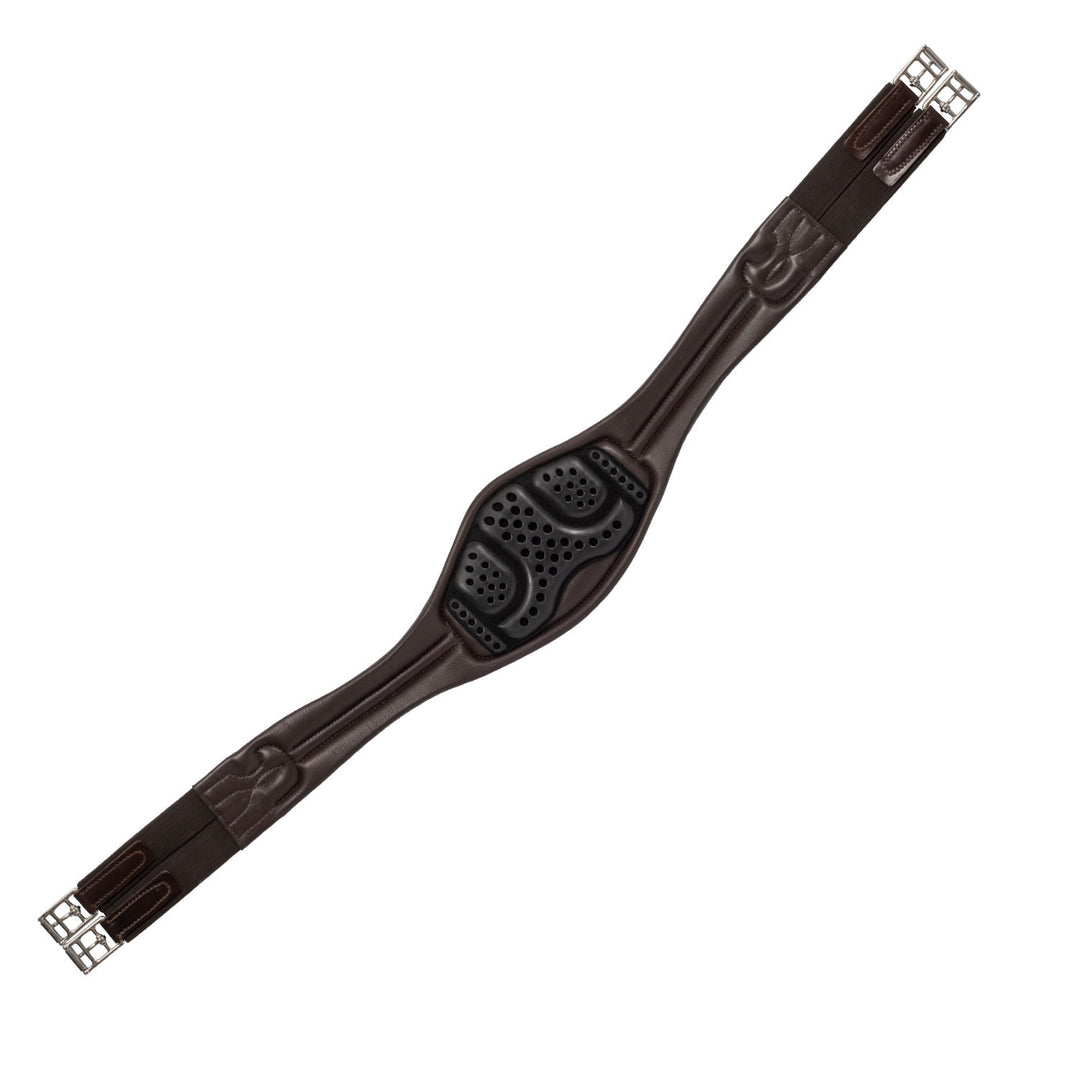 Anatomical jumping girth leather