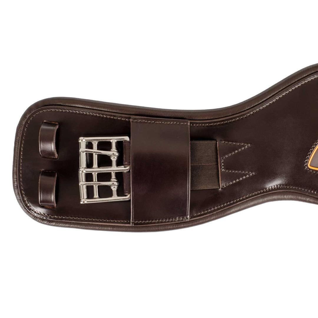 Anatomical dressage girth leather