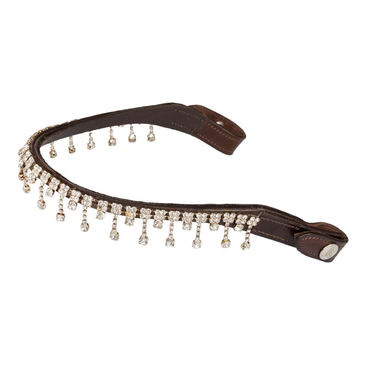 Queen browband calfskin &amp; crystals DARK BROWN