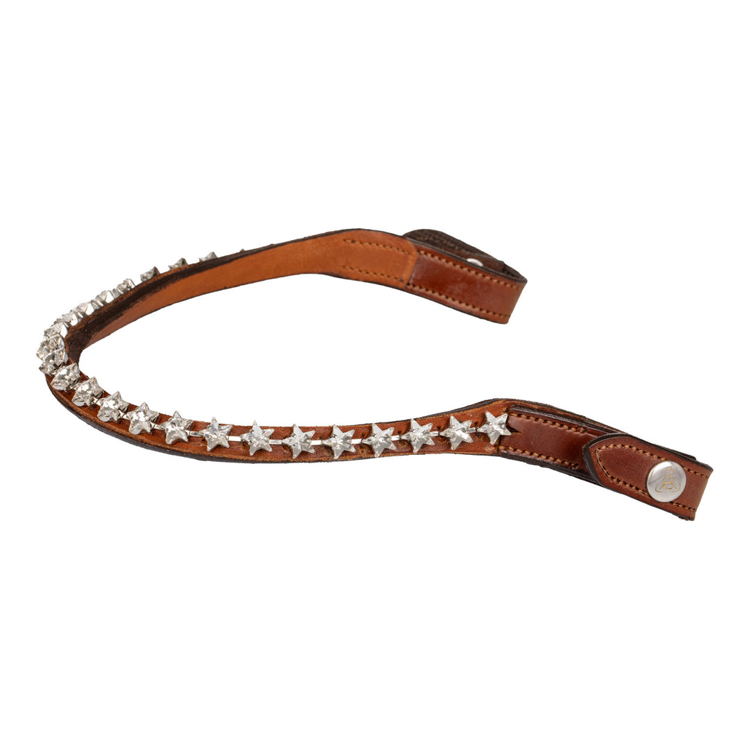 Browband calfskin &amp; starry crystals COGNAC