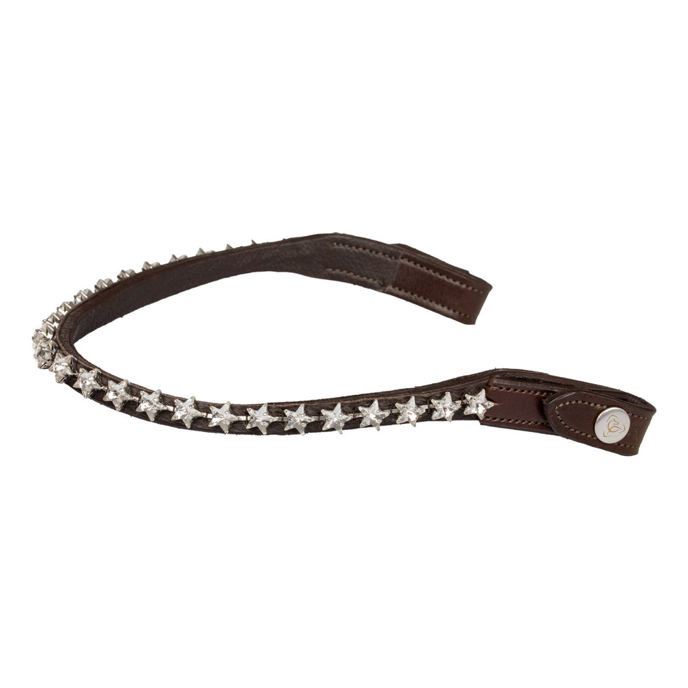 Browband calfskin & starry crystals DARK BROWN