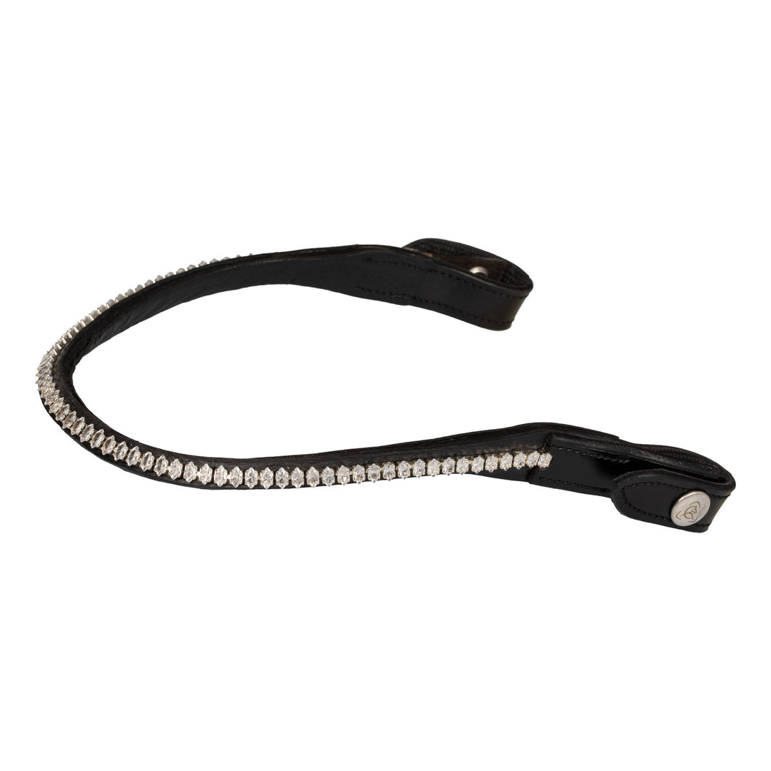 Browband calfskin &amp; oval crystals BLACK
