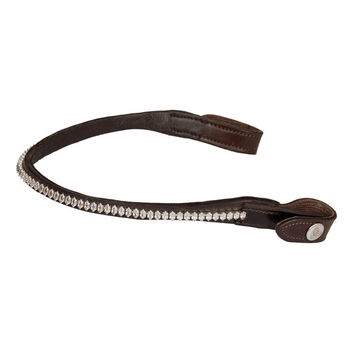 Browband calfskin &amp; oval crystals DARK BROWN