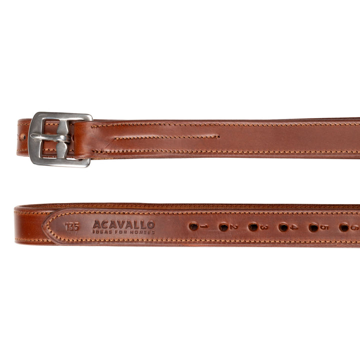 Calfskin stirrup leathers internal reinforcem COGNAC
