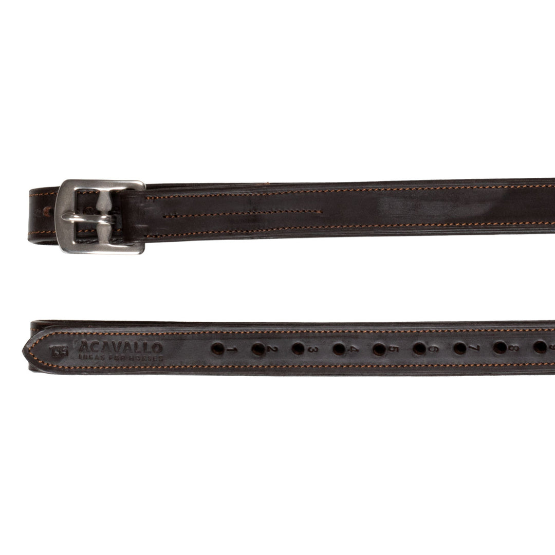 Calfskin stirrup leathers internal reinforcem DARK BROWN