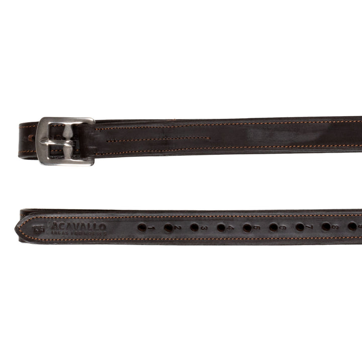 Calfskin stirrup leathers internal reinforcem DARK BROWN