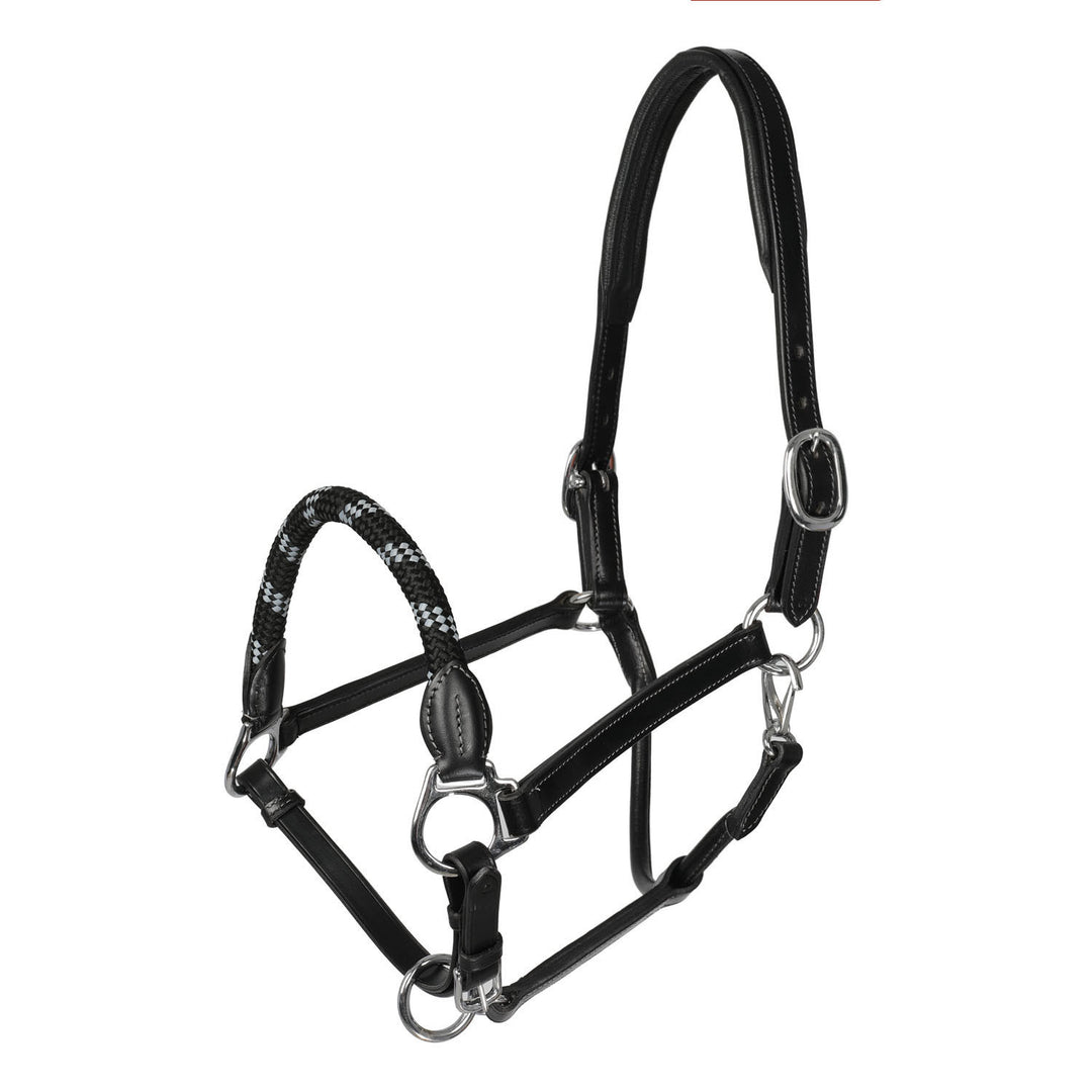 Halter anatomical leather rope noseband