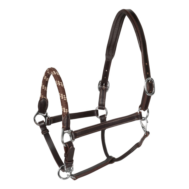 Halter anatomical leather rope noseband DARK BROWN