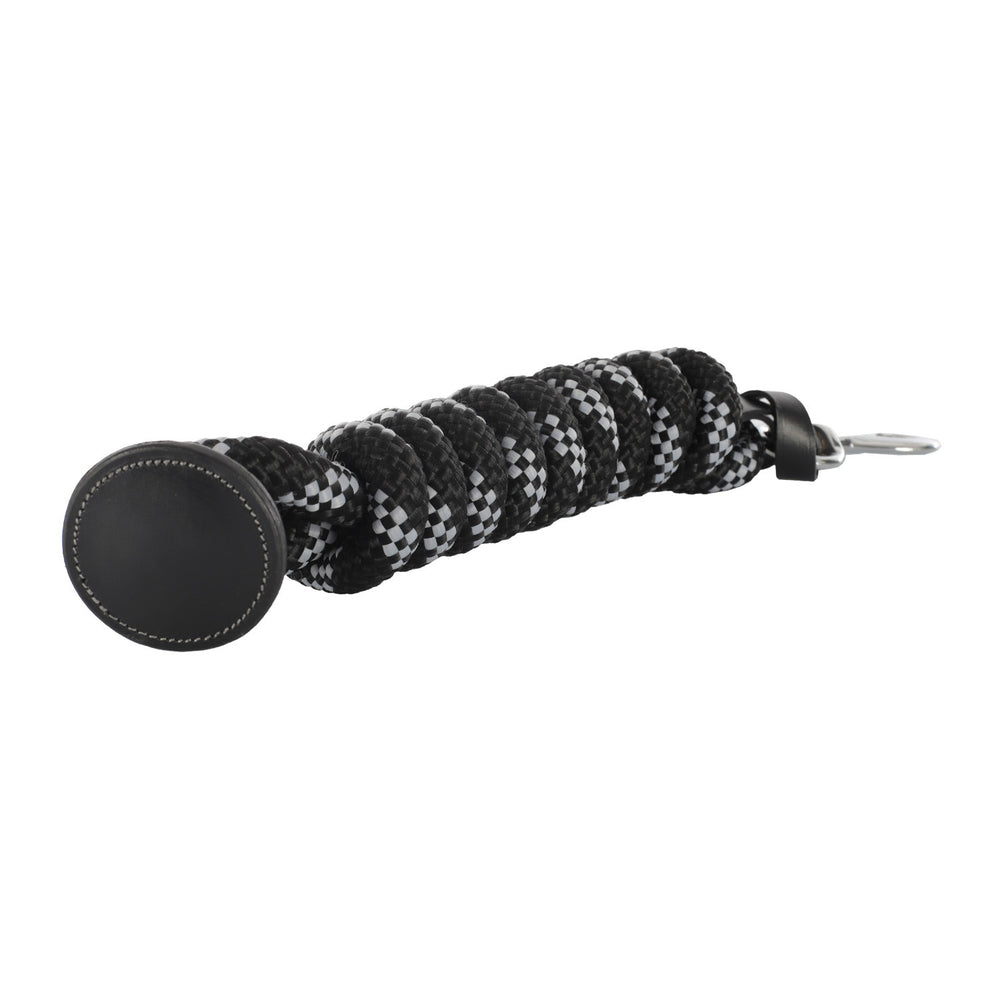 Braided lead rope leather ends BLACK