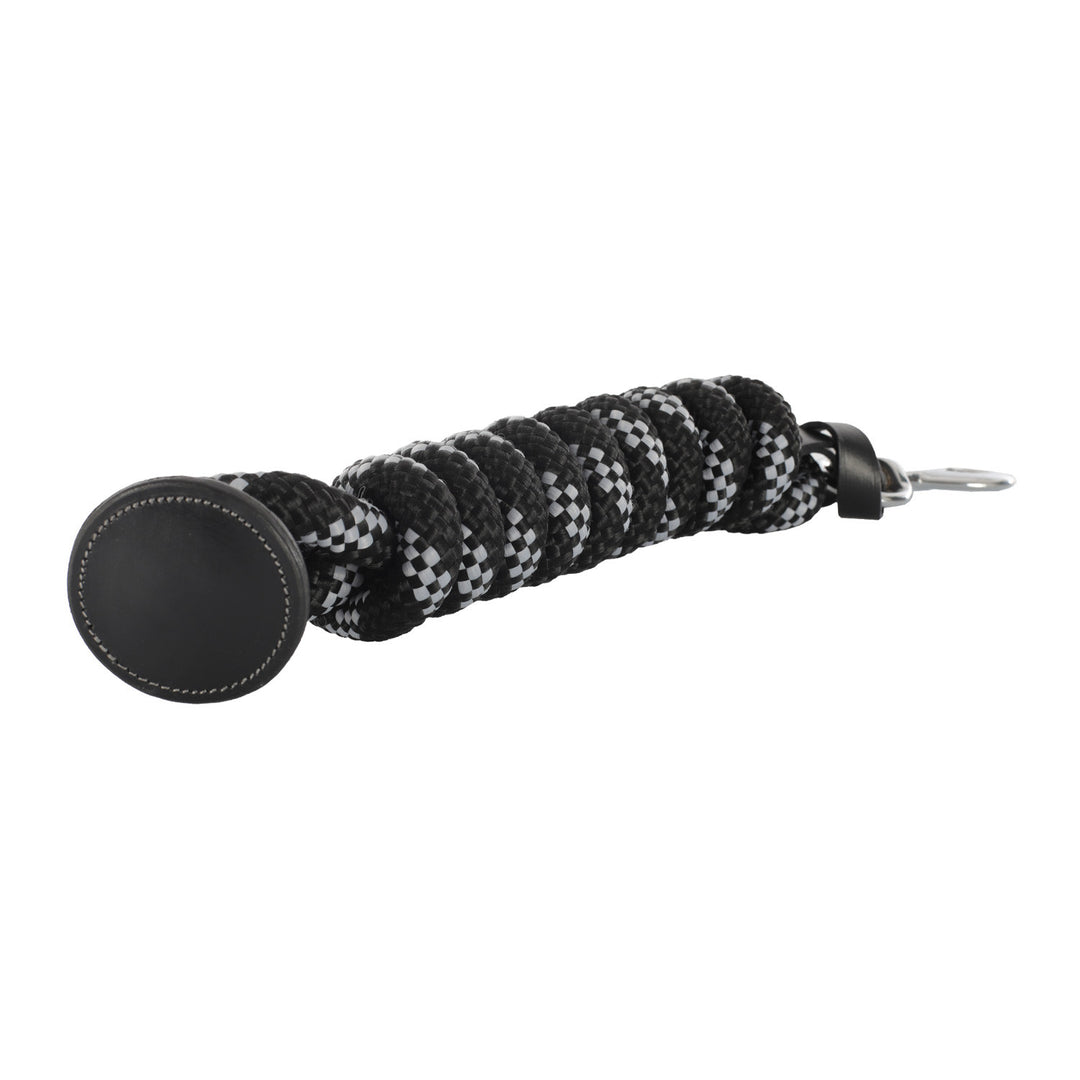 Braided lead rope leather ends BLACK