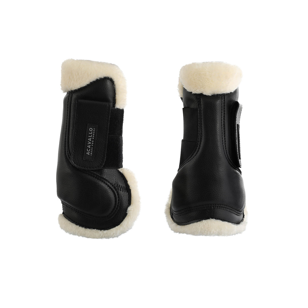Jumping tendon boots faux sheepskin &amp; hook-an BLACK