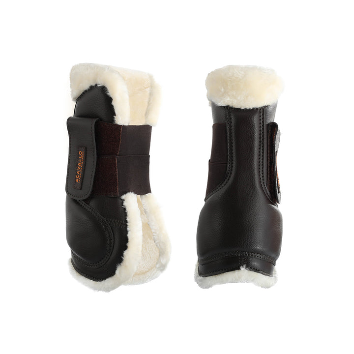 Jumping tendon boots faux sheepskin &amp; hook-an BROWN