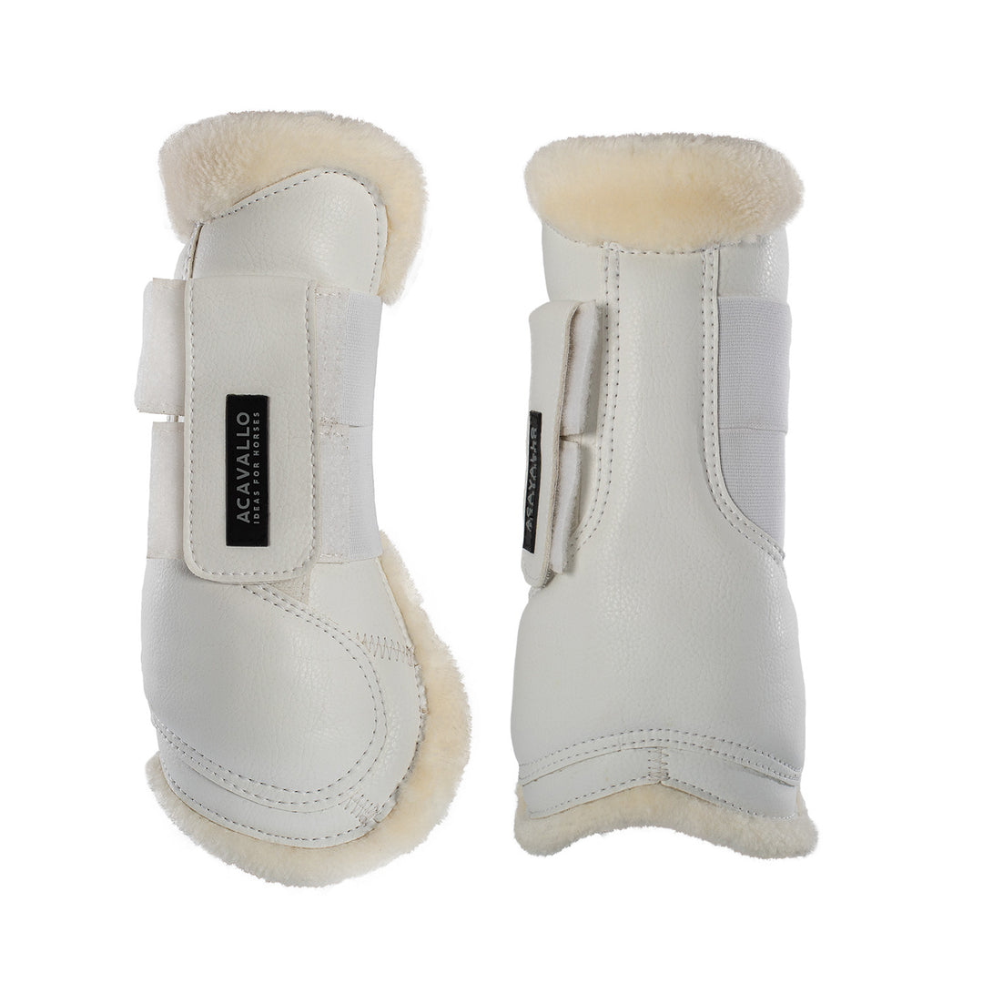 Jumping tendon boots faux sheepskin &amp; hook-an WHITE