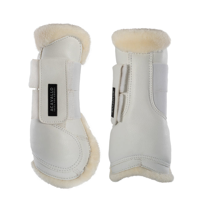 Jumping tendon boots faux sheepskin &amp; hook-an WHITE