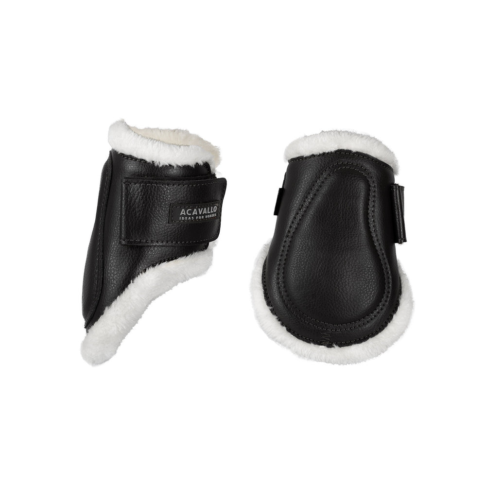 Jumping fetlock boots faux sheepskin & hook-a BLACK