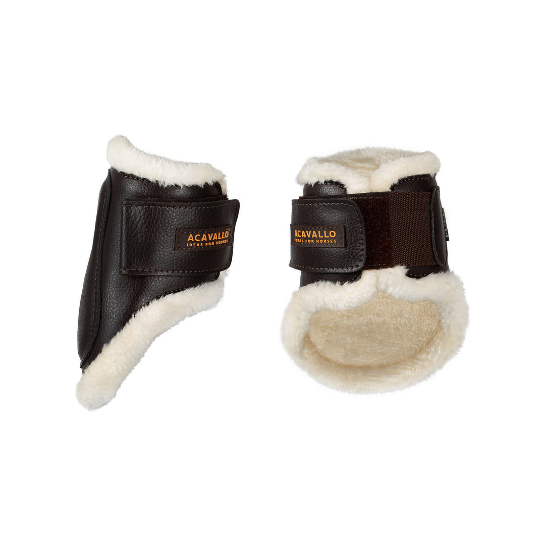 Jumping fetlock boots faux sheepskin &amp; hook-a BROWN
