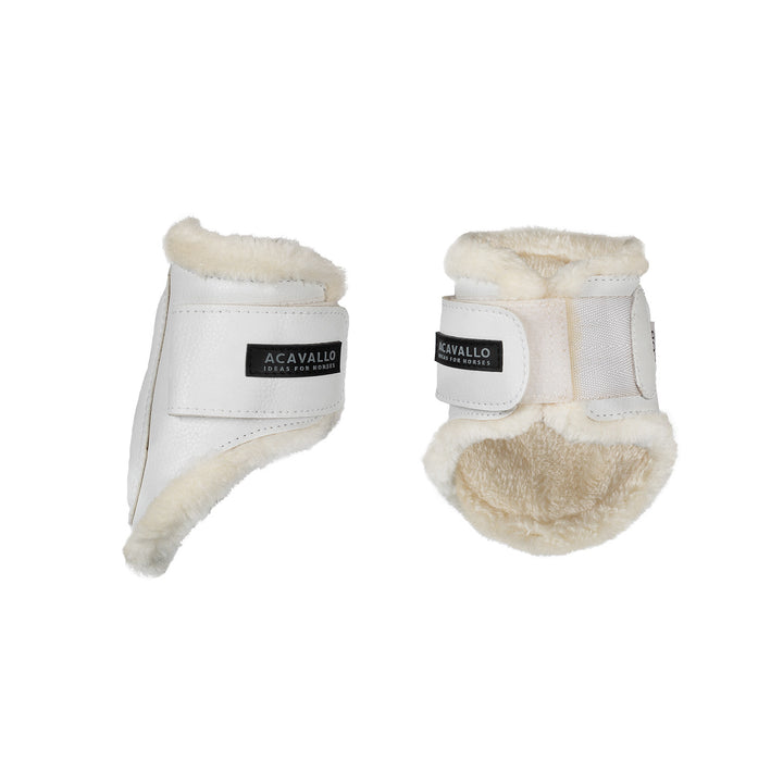 Jumping fetlock boots faux sheepskin &amp; hook-a WHITE