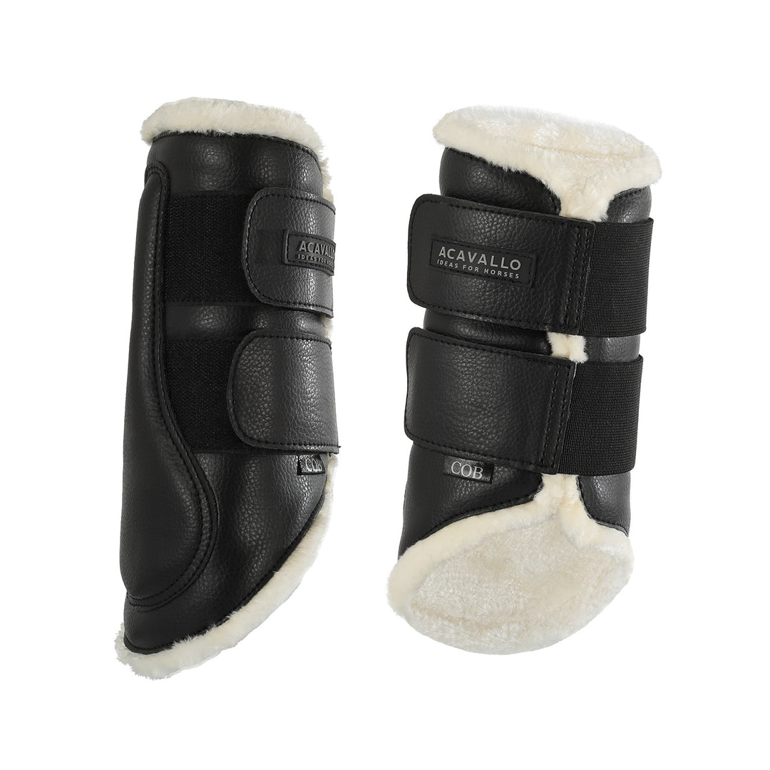 Front brushing boots faux sheepskin &amp; hook-and-loop closure