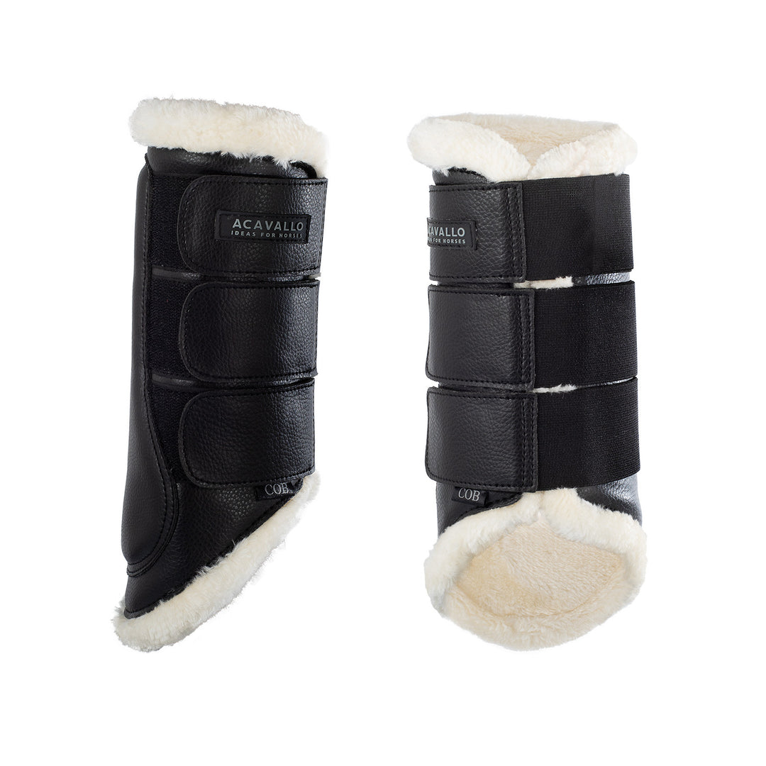 Hind brushing boots faux sheepskin &amp; triple hook-and-loop closure