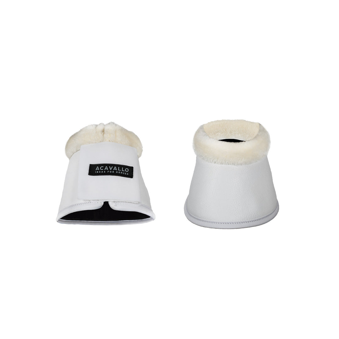 Eco-leather bell boots faux sheepskin &amp; hook- WHITE