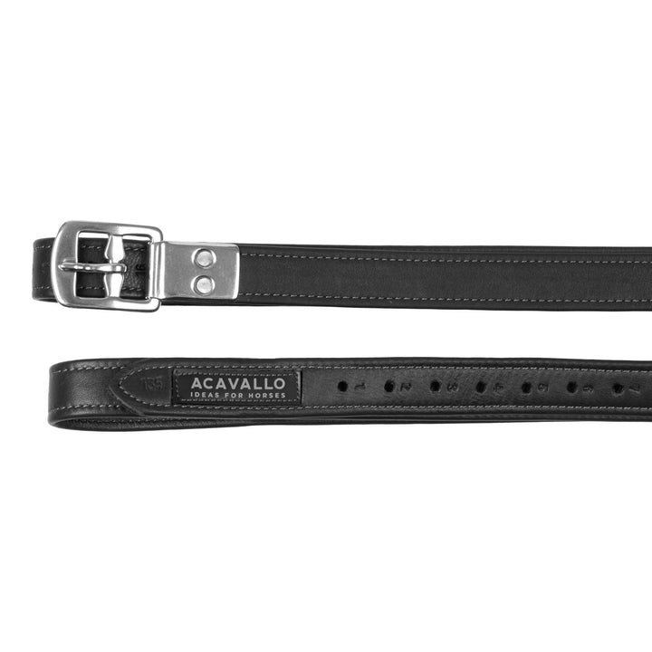 Calfskin stirrup leathers encased buckle BLACK