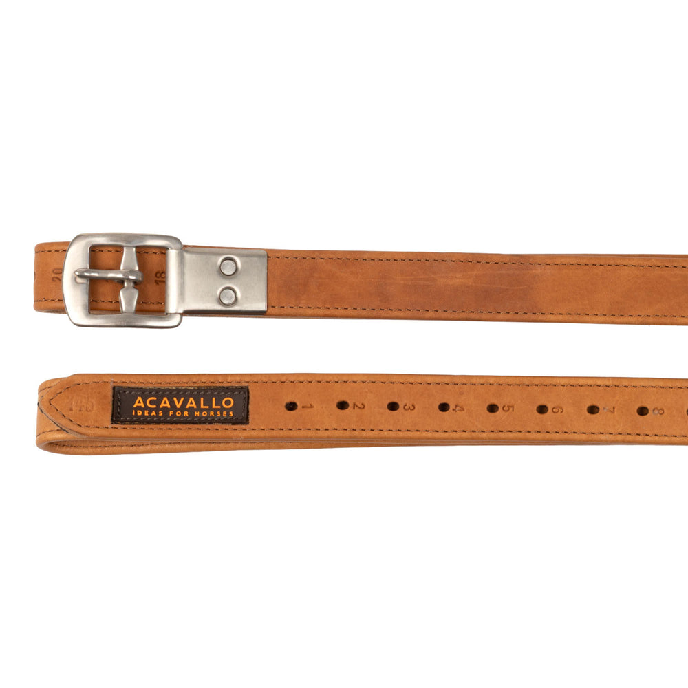 Calfskin stirrup leathers encased buckle COGNAC