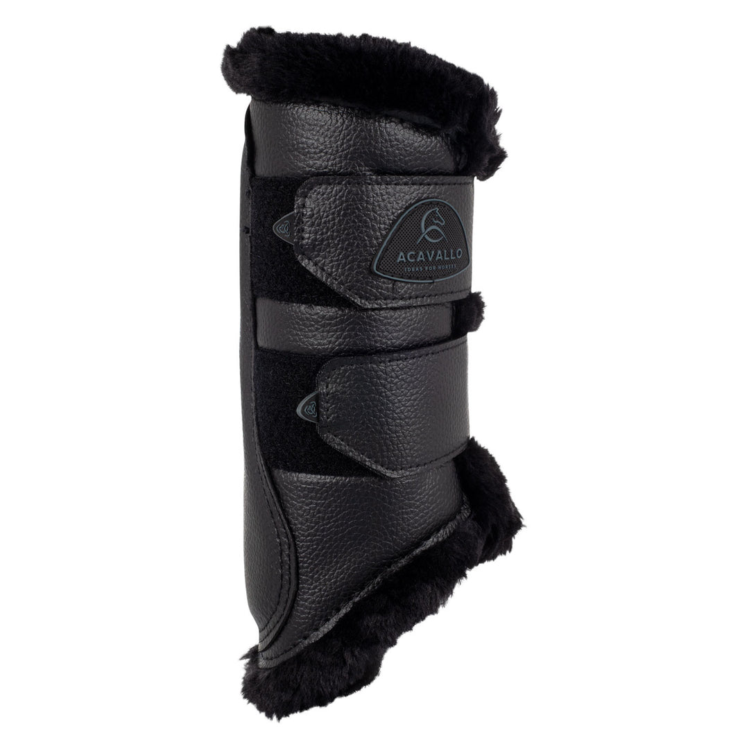 Front brushing boots eco-leather &amp; faux sheep BLACK