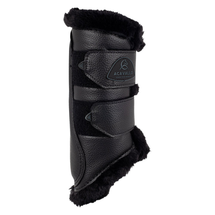 Front brushing boots eco-leather &amp; faux sheep BLACK
