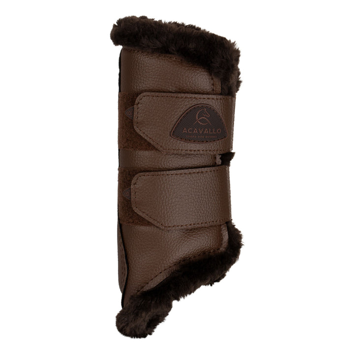 Front brushing boots eco-leather &amp; faux sheep DARK BROWN