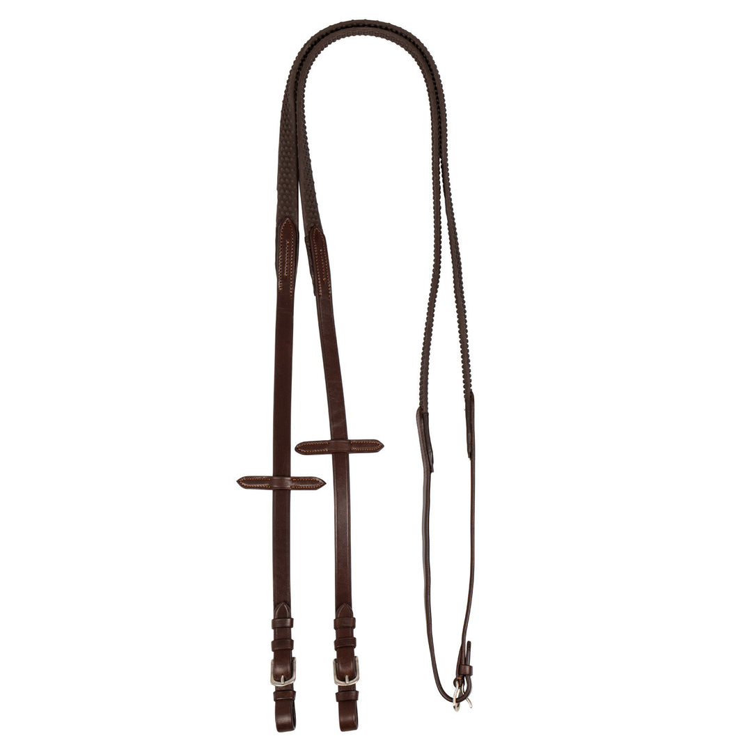 Reins leather &amp; rubber grip DARK BROWN