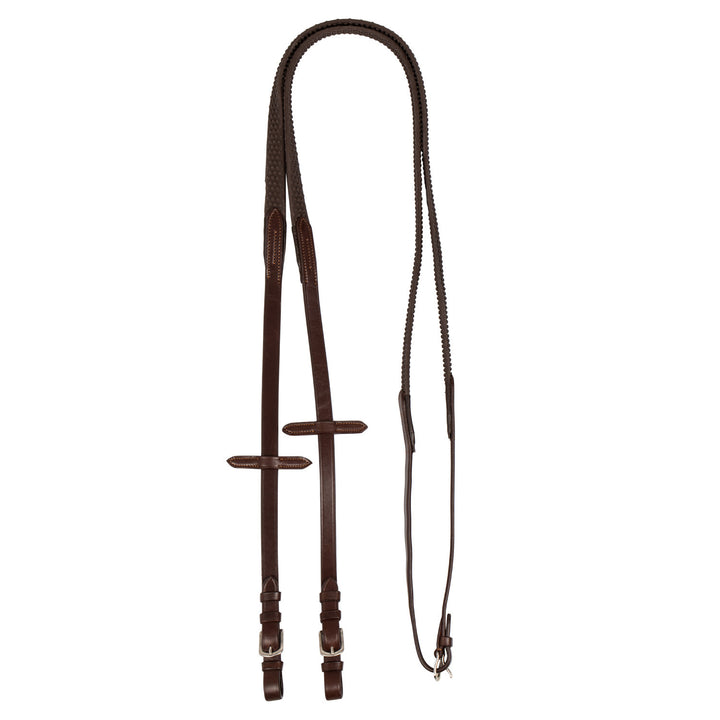 Reins leather &amp; rubber grip DARK BROWN