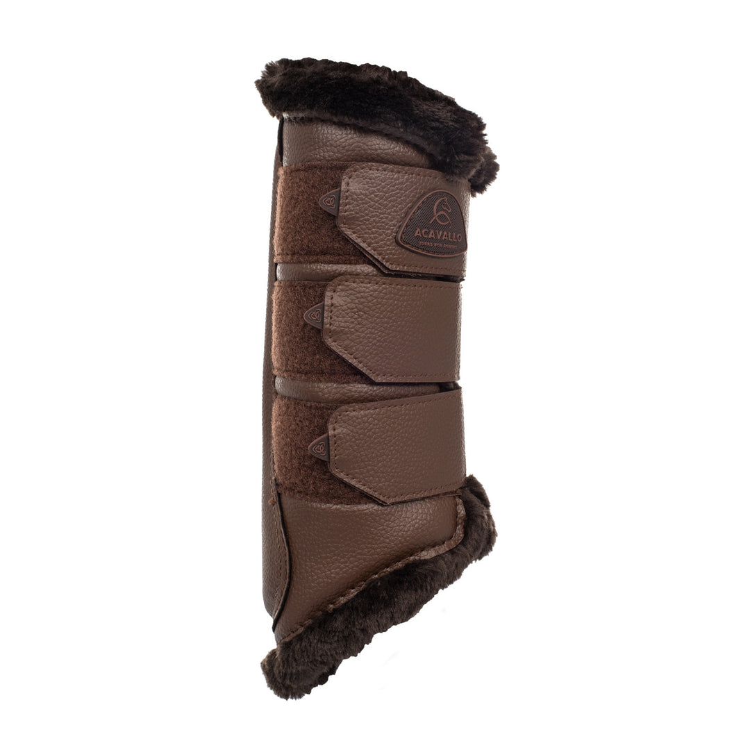 Hind brushing boots faux leather &amp; faux sheep DARK BROWN