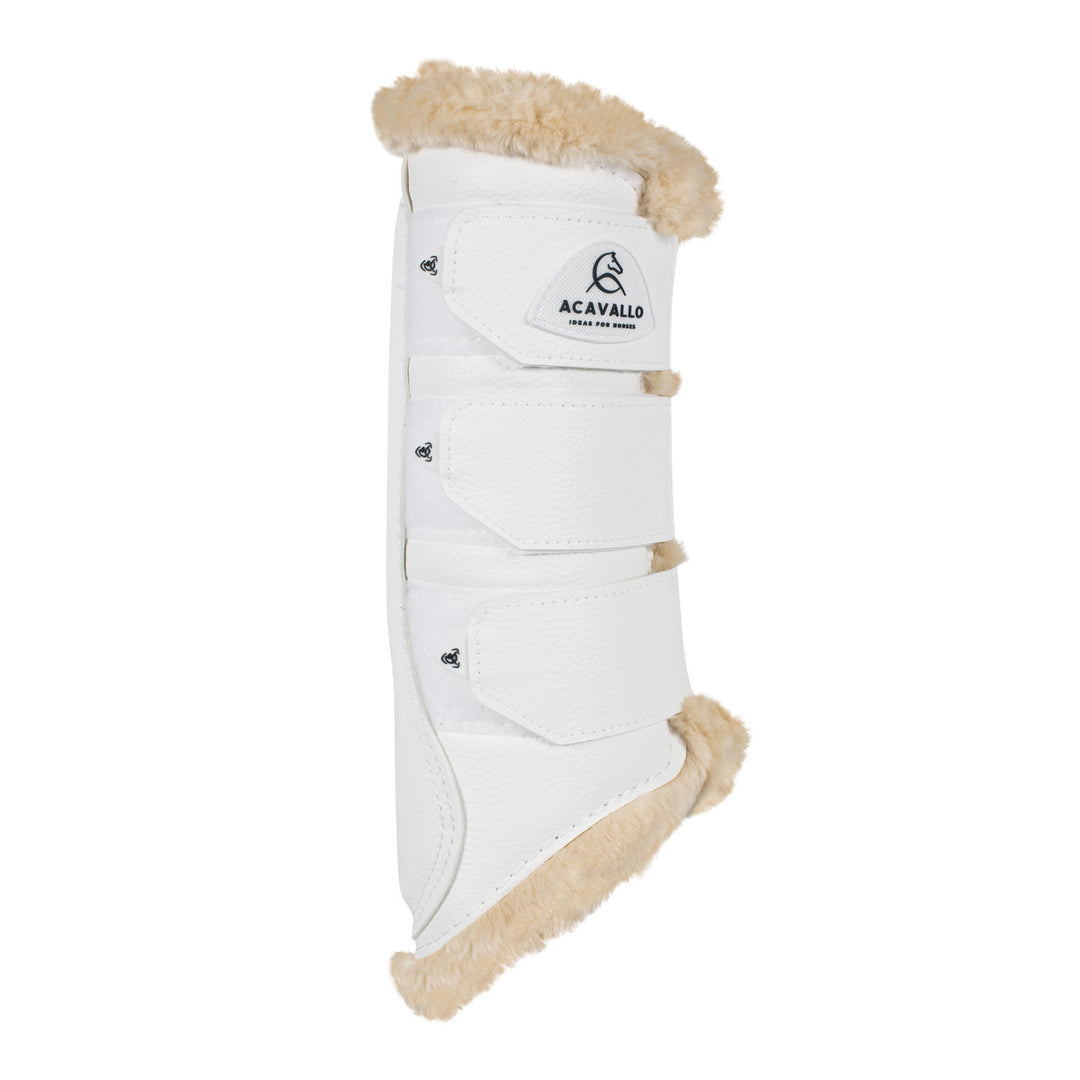 Hind brushing boots faux leather &amp; faux sheep WHITE