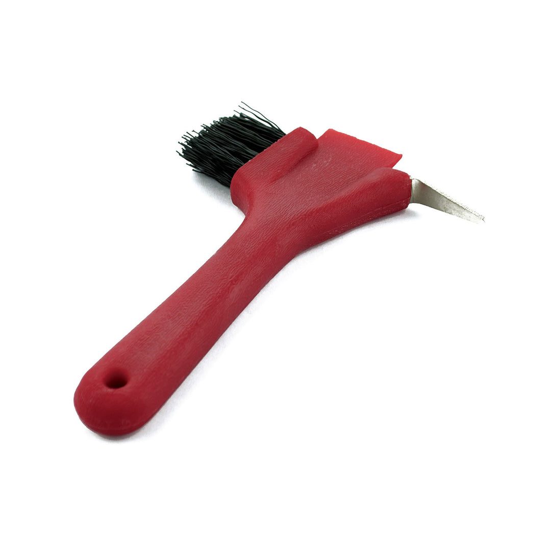 PLASTIC HOOF PICK WITH BRUSH &amp; SCRAPER
