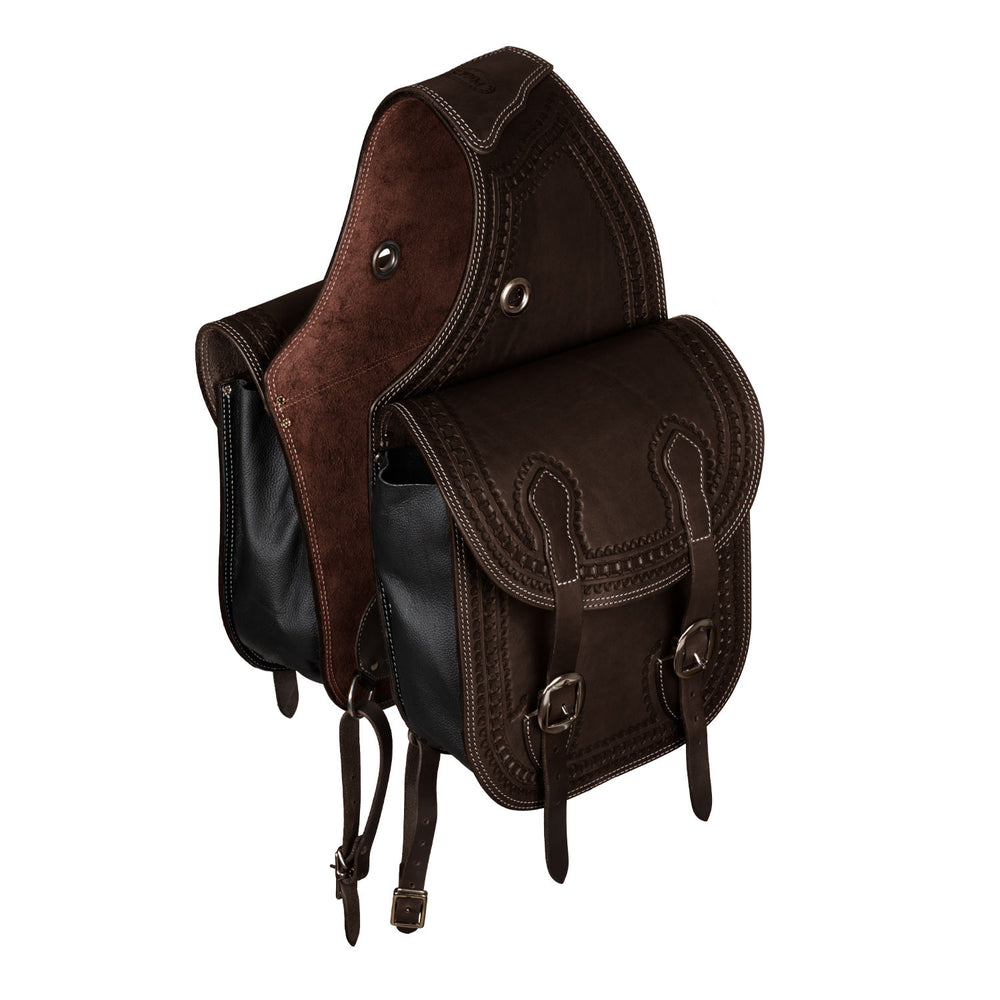 Pool's saddlebag border stamp handtooled DARK BROWN