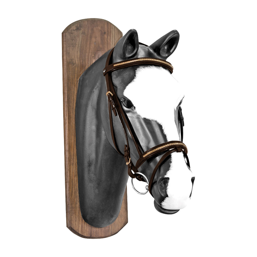 DERBY BRIDLE WITH  GOLD CLINCHER AND RUBBER R DARK BROWN