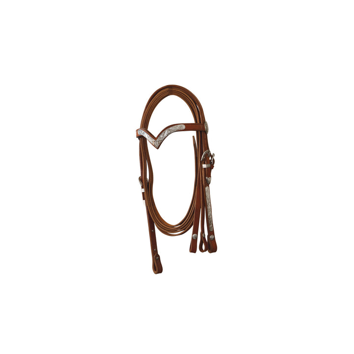 WESTERN BRIDLE WITH SILVER FINISH. COMPLETE W NATURAL