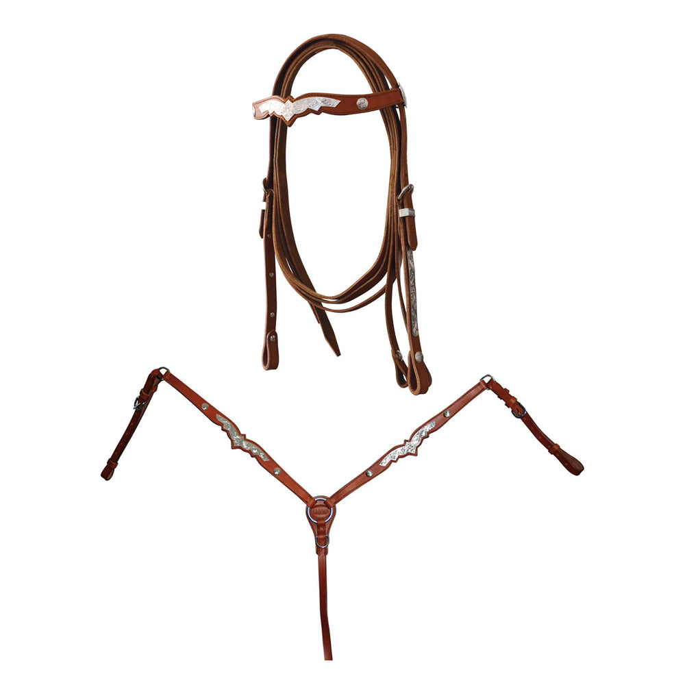 WESTERN BRIDLE WITH BREASTPLATE AND REINS. SI NATURAL
