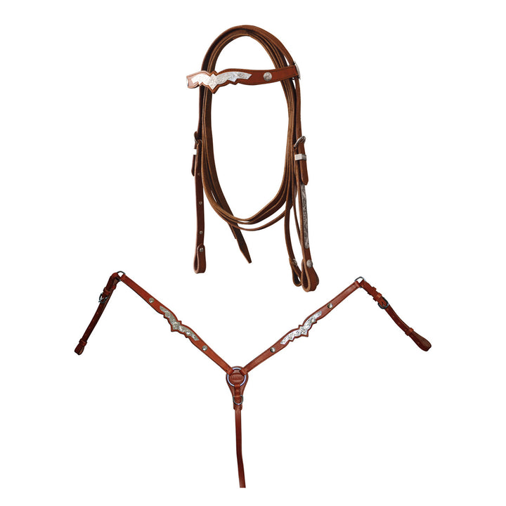 WESTERN BRIDLE WITH BREASTPLATE AND REINS. SI NATURAL