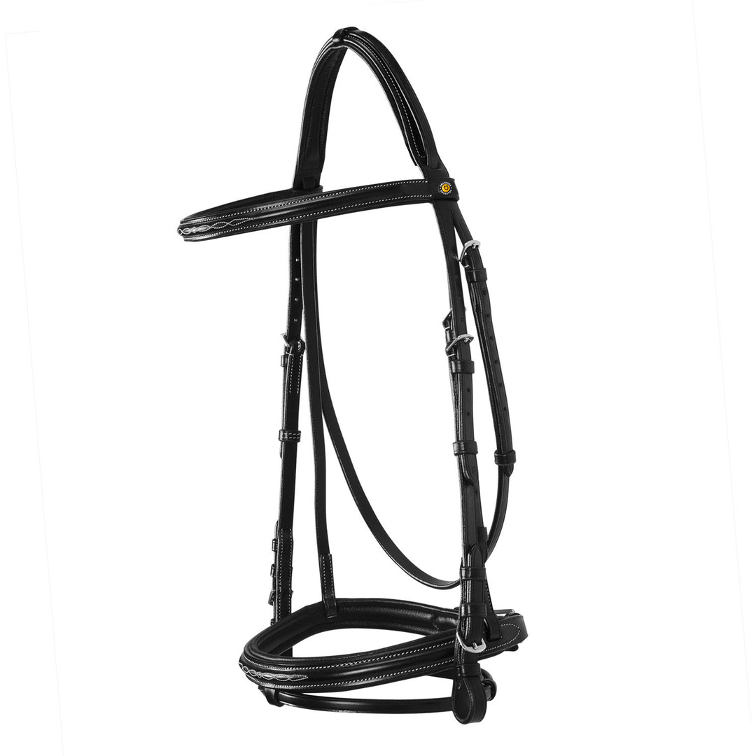 Leather English bridle with embroideries NEW BLACK