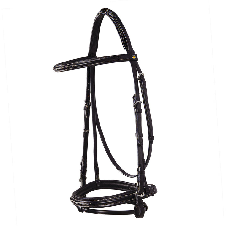 Leather English bridle with embroideries NEW DARK BROWN