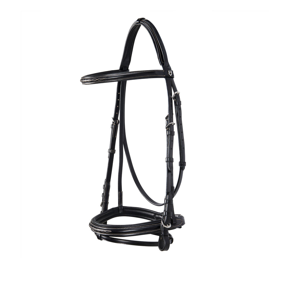 Leather English bridle with embroideries BLACK