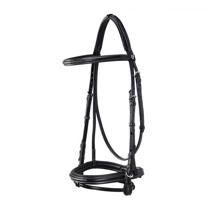 Leather English bridle with embroideries BLACK