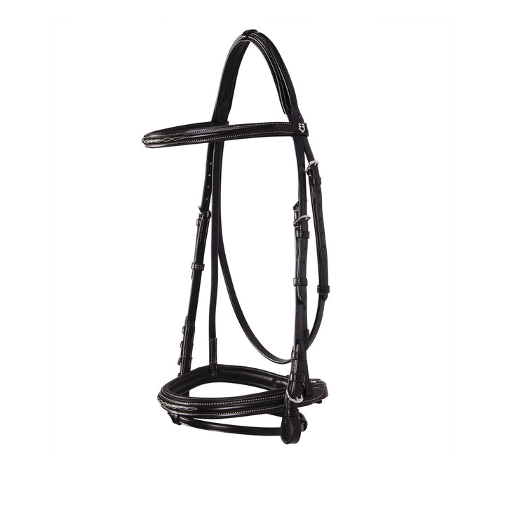 Leather English bridle with embroideries DARK BROWN