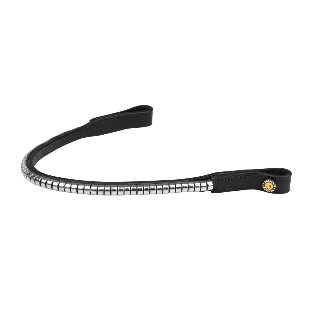 Leather browband with silver clincher BLACK