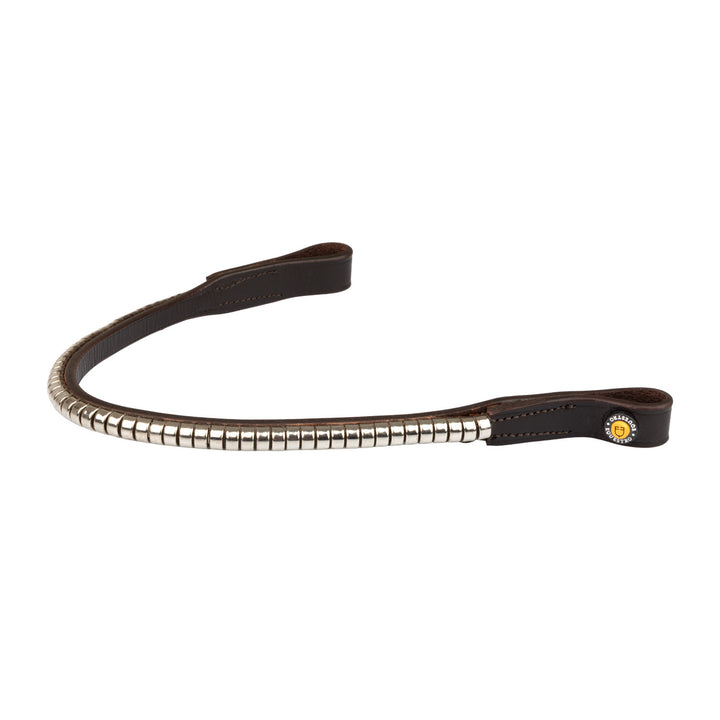 Leather browband with silver clincher DARK BROWN