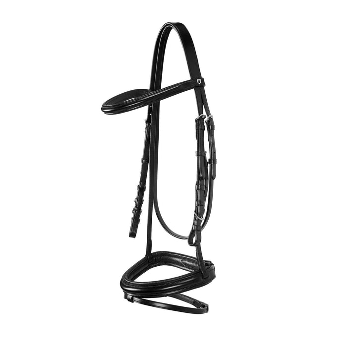 English leather bridle with rubber reins BLACK