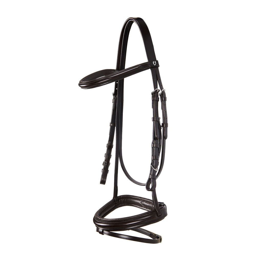 English leather bridle with rubber reins DARK BROWN
